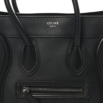 Celine Drummed Calfskin Micro Luggage Black 7 of 9