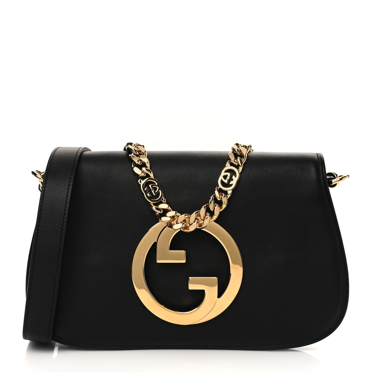 Roxy Calfskin Blondie Chain Shoulder Flap Bag Black