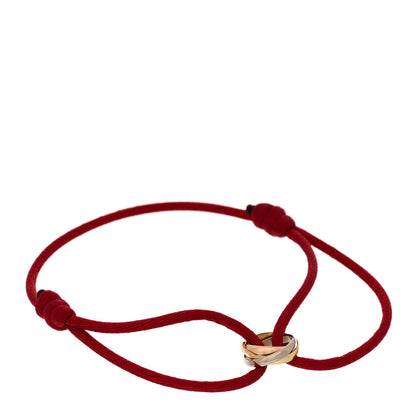 Cartier 18K Pink Yellow White Gold Trinity Cord Bracelet Red 1 of 3