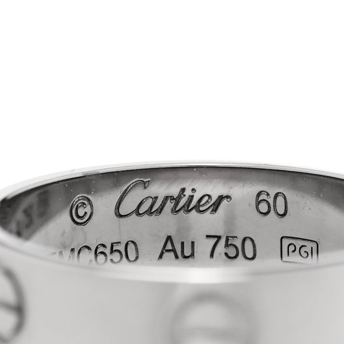 18K White Gold 5.5 LOVE Wedding Band Ring 60 9