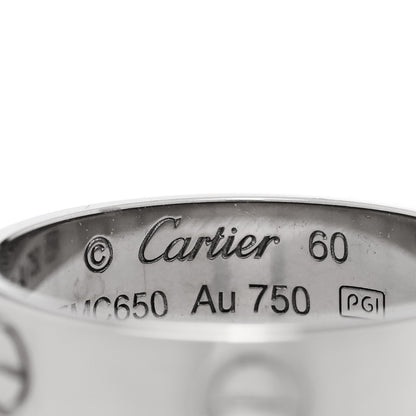 Cartier 18K White Gold 5.5 LOVE Wedding Band Ring 60 9 4 of 5