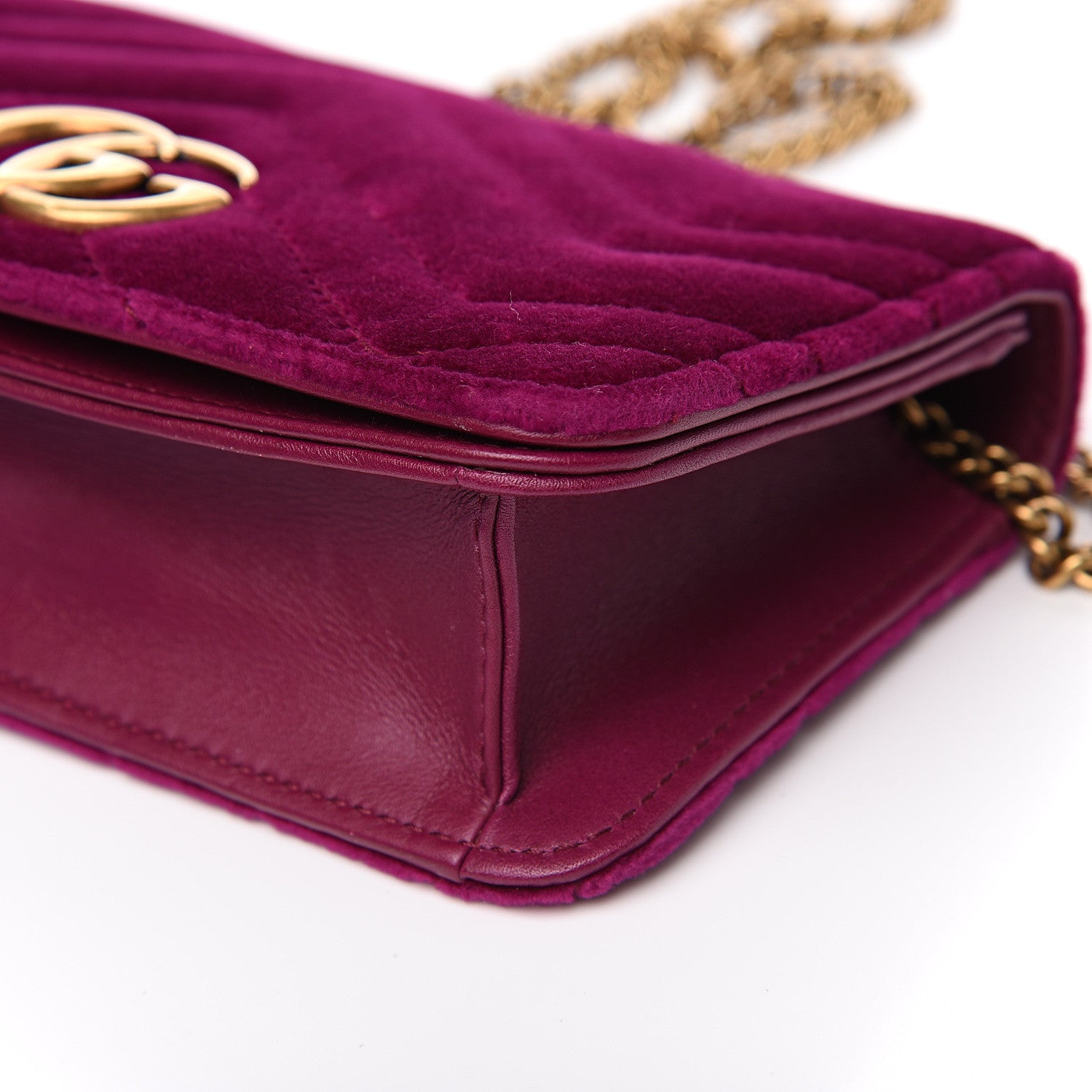 Gucci Velvet Matelasse GG Marmont Mini Bag Fuchsia Violet Cyclamen 10 of 10