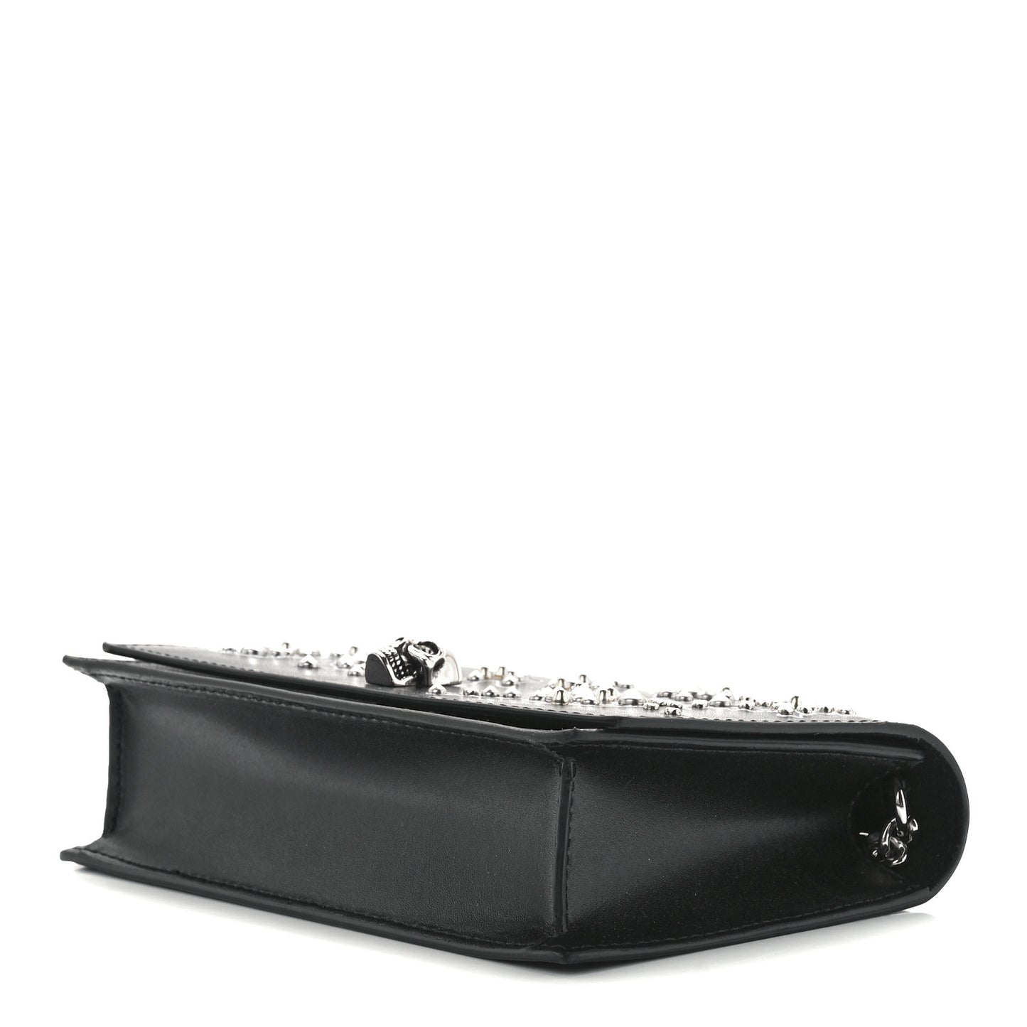 Calfskin Embellished Skull Mini Shoulder Bag Black