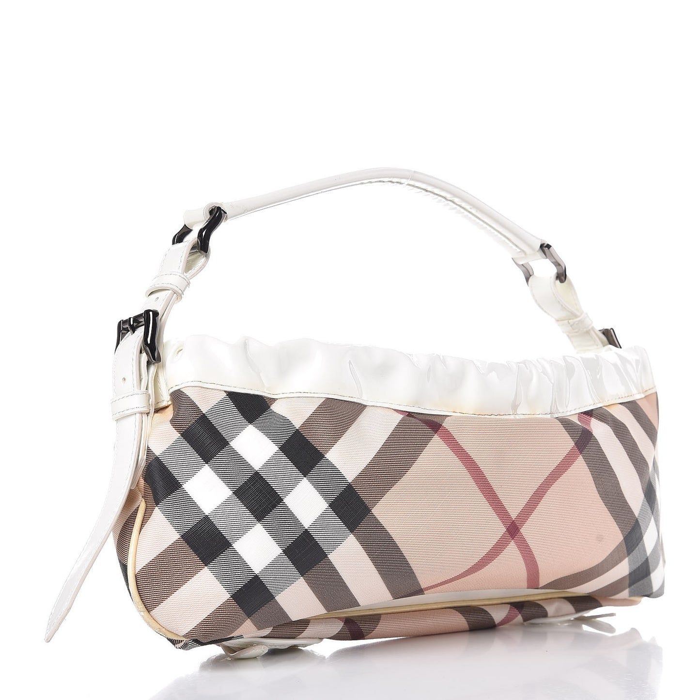 Patent Supernova Check Front Pocket Small Bag White