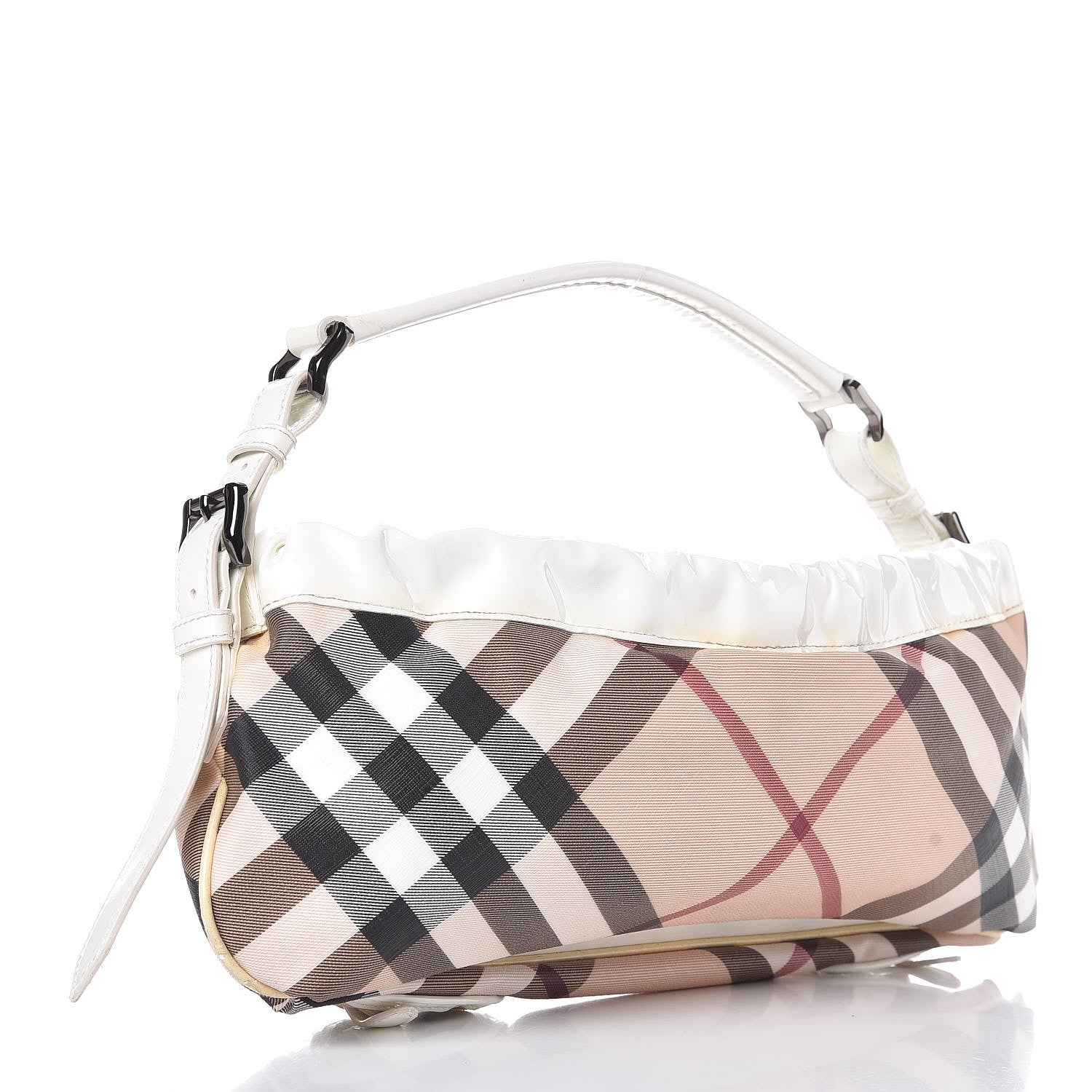 Burberry Patent Supernova Check Front Pocket Small Bag White 3 of 16
