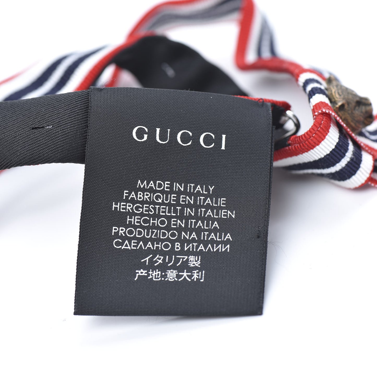 Grosgrain Web Feline Neck Bow Blue Red White