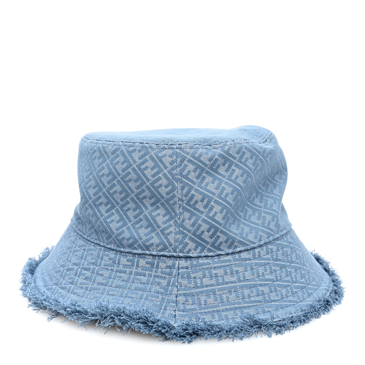 Denim Frayed FF Bucket Hat L Blue