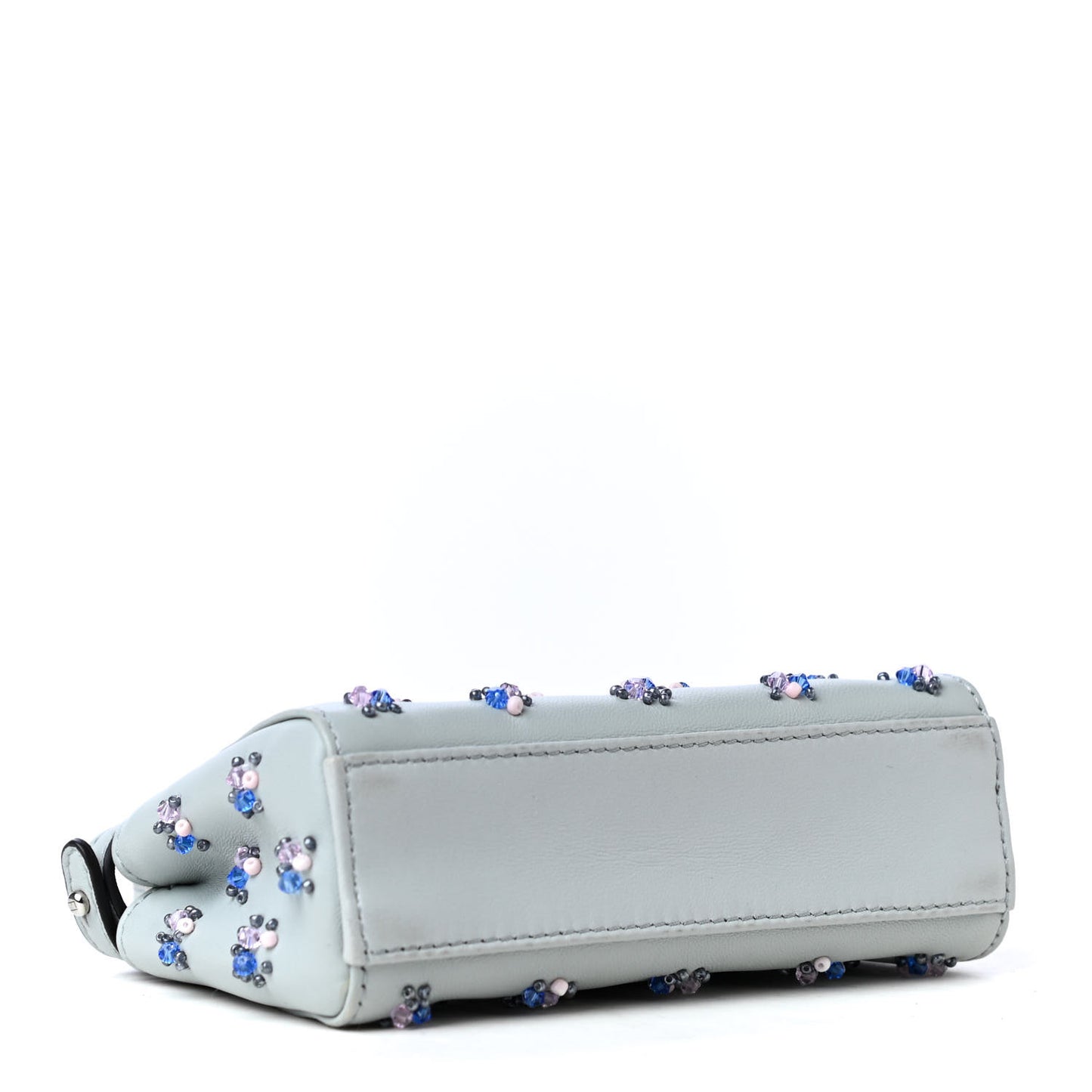 Goatskin Embellished Micro Peekaboo Iconic Satchel Blue