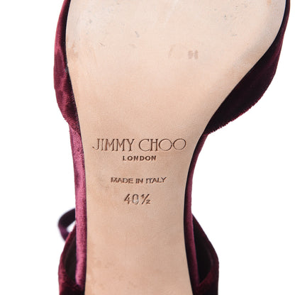 Jimmy Choo Velvet Lace Up Mari 100 Pumps 40.5 Bordeaux 6 of 13