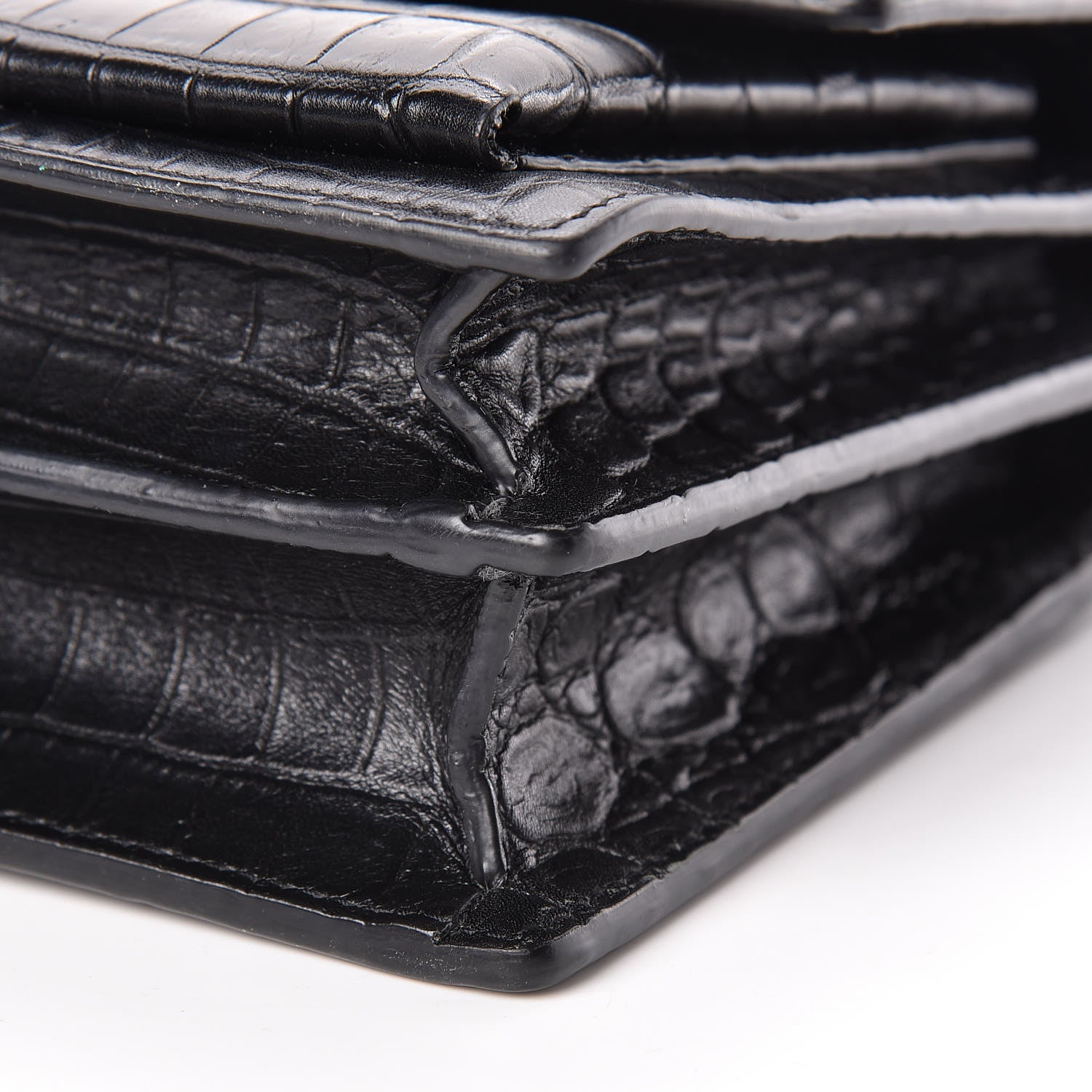 Saint Laurent Calfskin Crocodile Embossed Medium Monogram Sunset Black 10 of 10