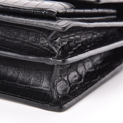 Saint Laurent Calfskin Crocodile Embossed Medium Monogram Sunset Black 10 of 10