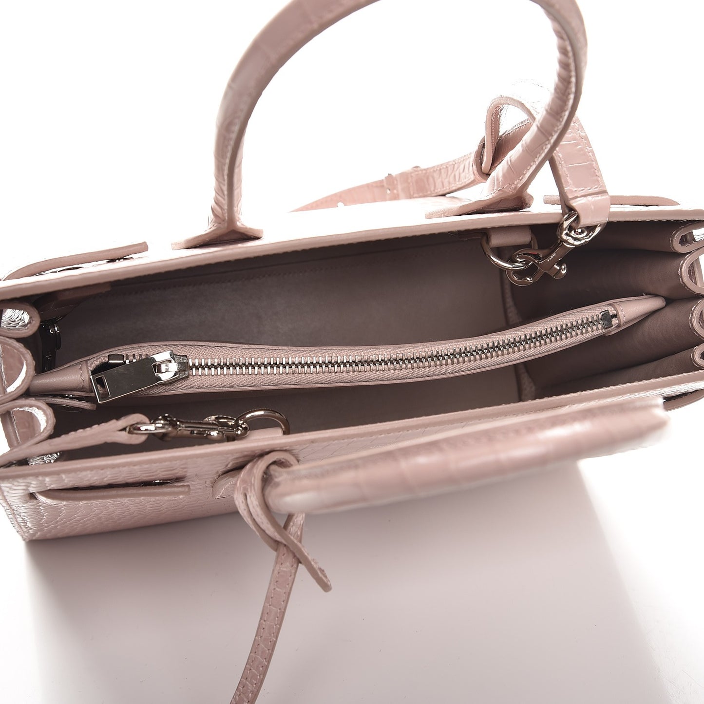 Calfskin Crocodile Embossed Baby Sac De Jour Rose Antic