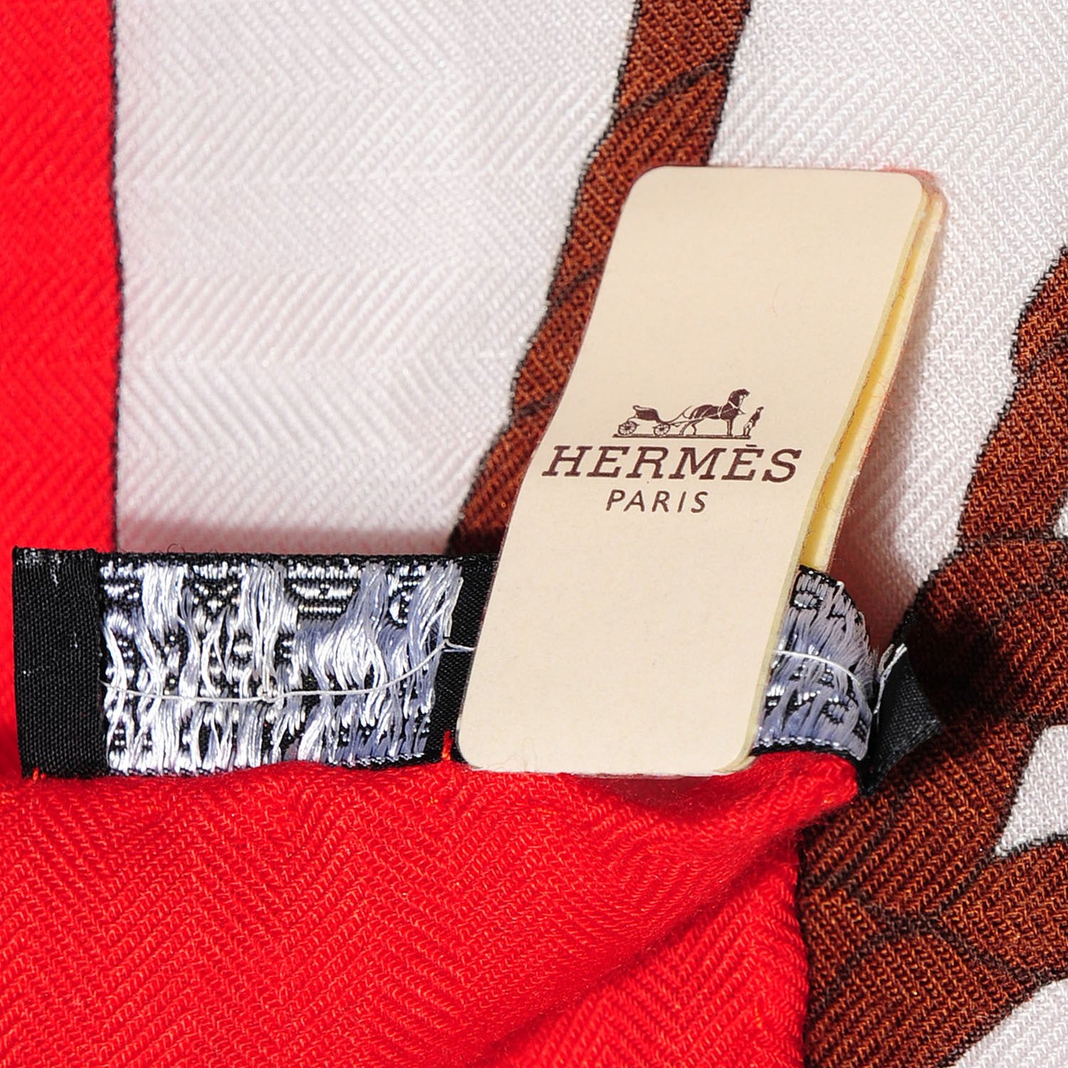 Hermes Cashmere Silk Cuirs Du Desert II Shawl 140 Rouge Blanc Loden 6 of 7