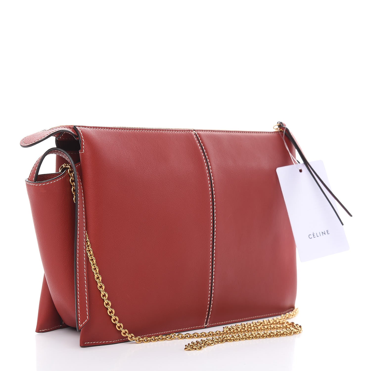 Celine Supple Natural Calfskin Tri-Fold Clutch Red 3 of 11