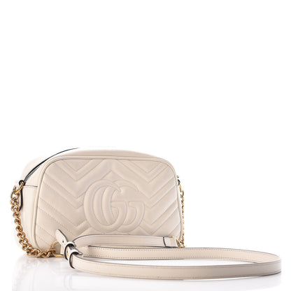 Gucci Calfskin Matelasse Small GG Marmont Chain Shoulder Bag White 3 of 14