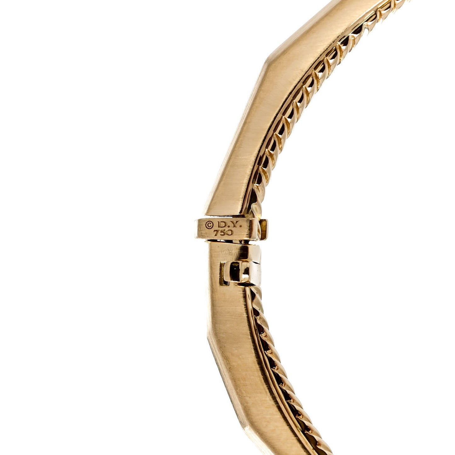 18K Yellow Gold 3mm Single Row Stax Faceted Bangle Bracelet