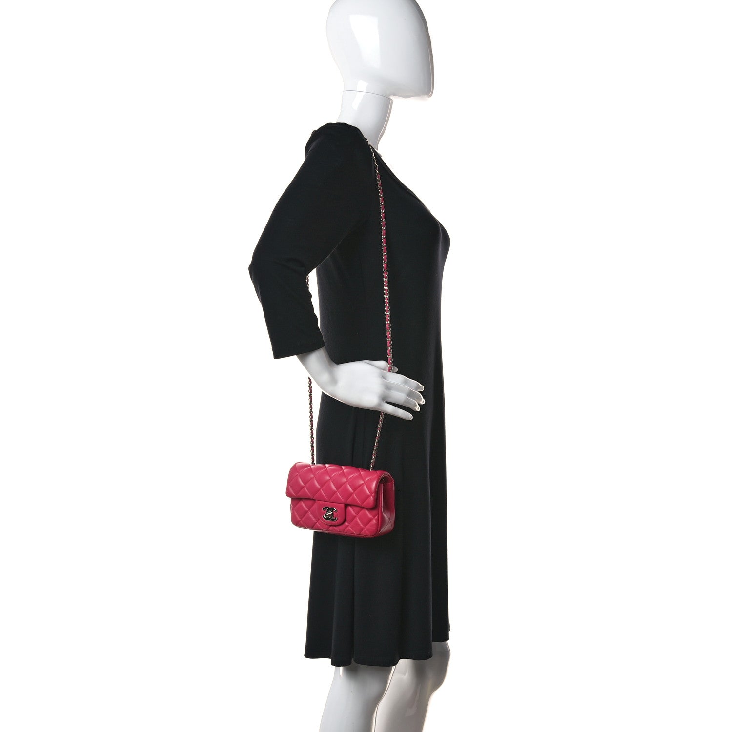 Chanel Lambskin Quilted Extra Mini Rectangular Flap Pink 2 of 18