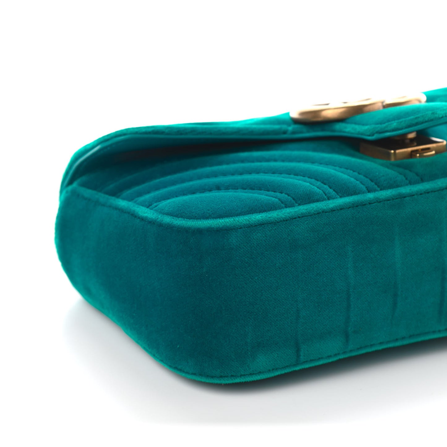 Velvet Matelasse Mini GG Marmont Shoulder Bag Pavone Cyan