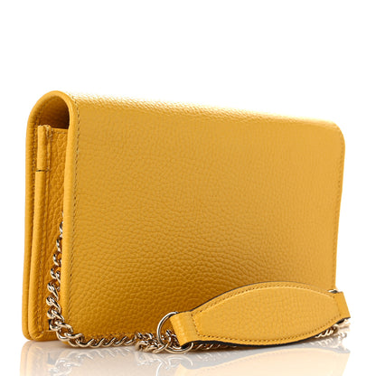 Gucci Pebbled Calfskin Soho Wallet on Chain New Buttercup 3 of 11