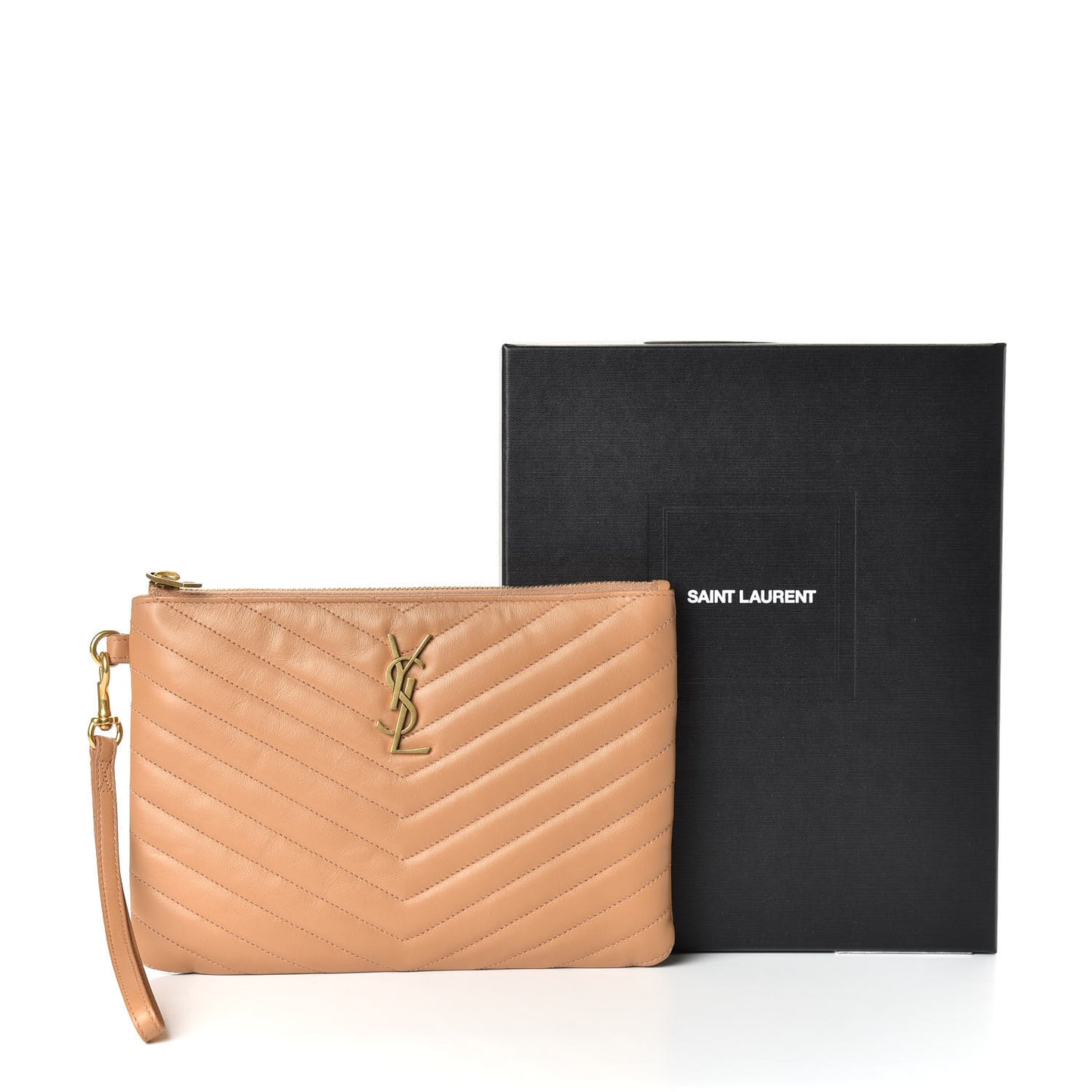 Calfskin Matelasse Chevron Monogram A5 Wristlet Dune