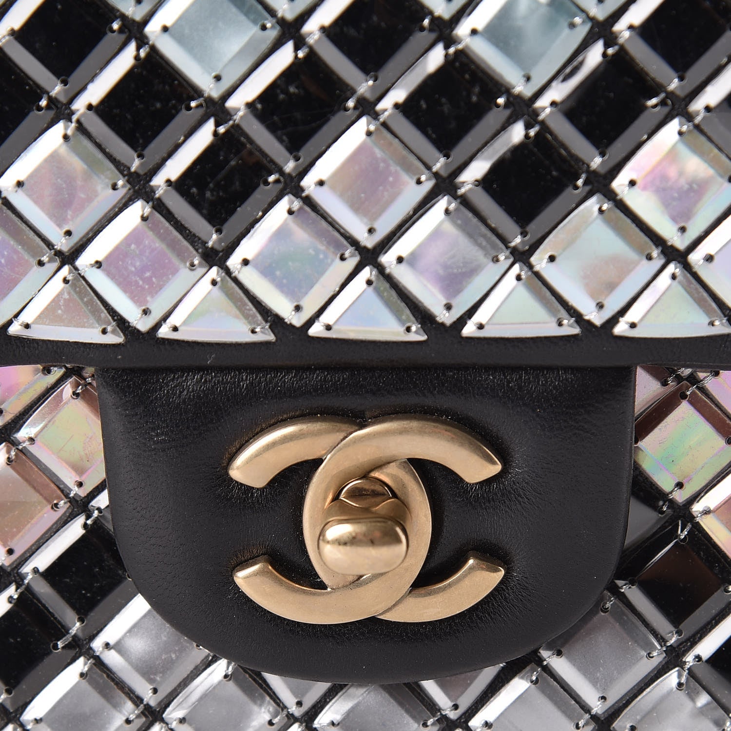 Chanel Lambskin Mosaic Small Flap Black Gold Light Blue 8 of 10