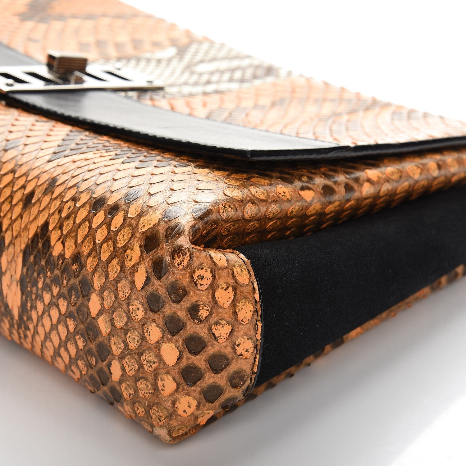 Proenza Schouler Python Calfskin Suede PS Elliot Clutch Orange Black 8 of 10