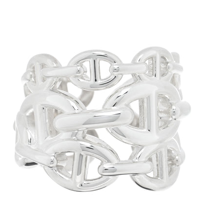 Hermes Sterling Silver GM Chaine d'Ancre Enchainee Band Ring 54 6.75 1 of 5