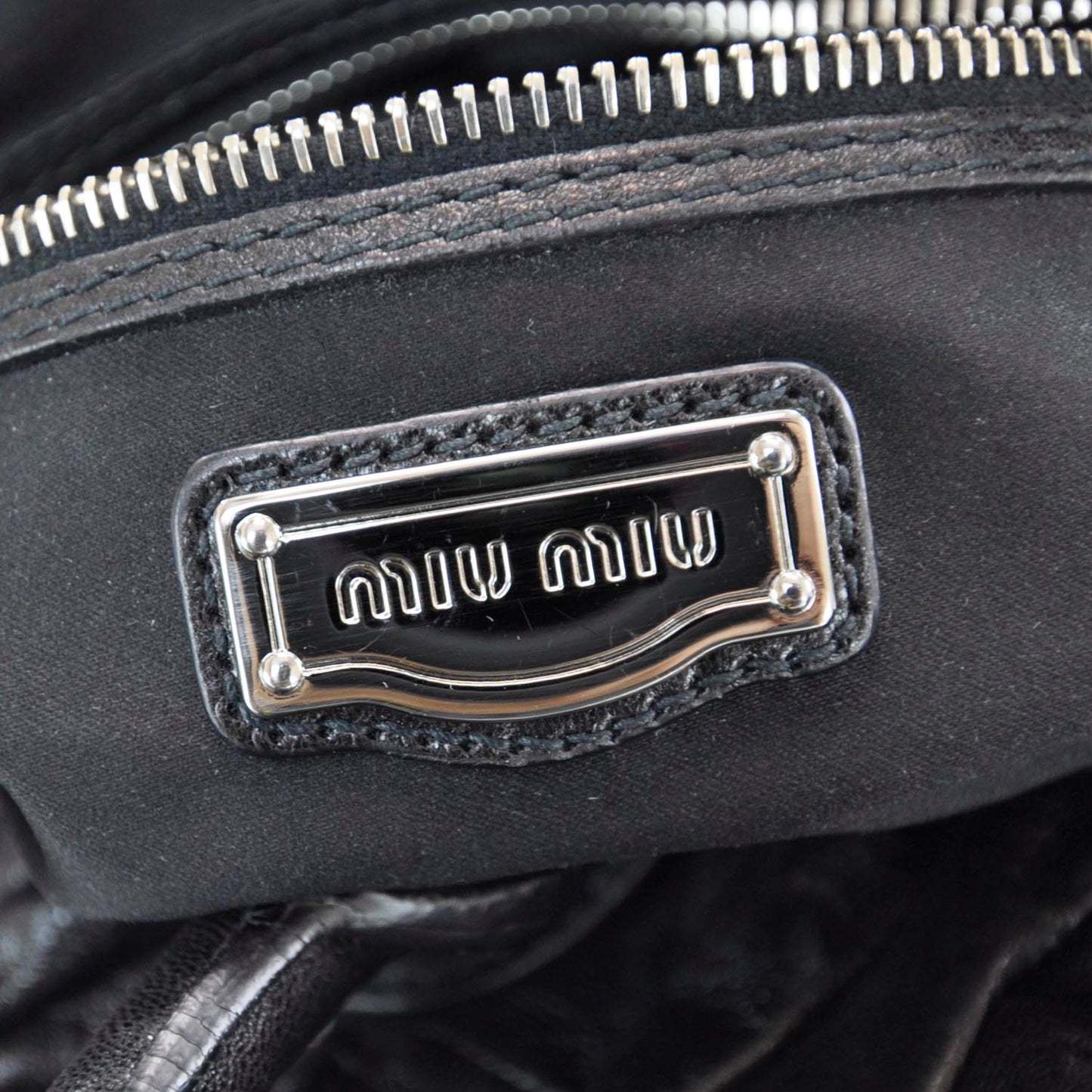 Leather Plisse Shopping Tote Black
