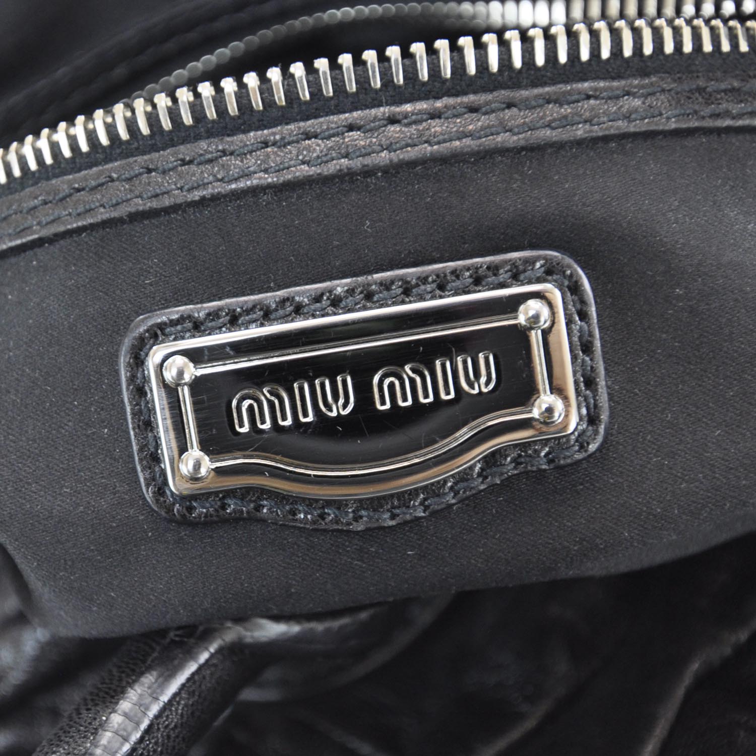 Miu Miu Leather Plisse Shopping Tote Black 8 of 10