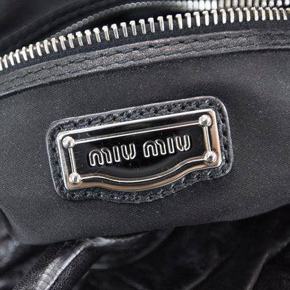 Miu Miu Leather Plisse Shopping Tote Black 8 of 10