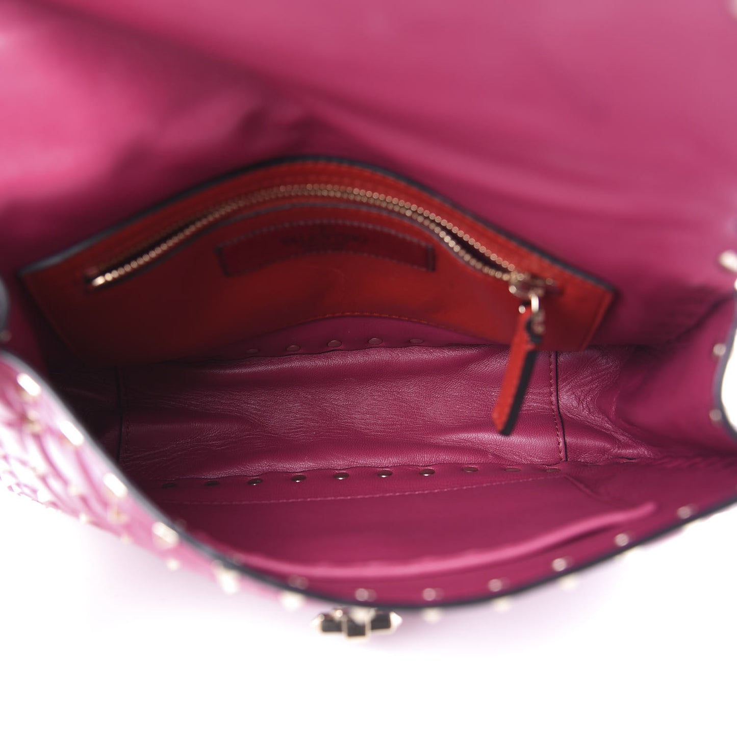 Nappa Medium Rockstud Spike Shoulder Bag Deep Cyclamin