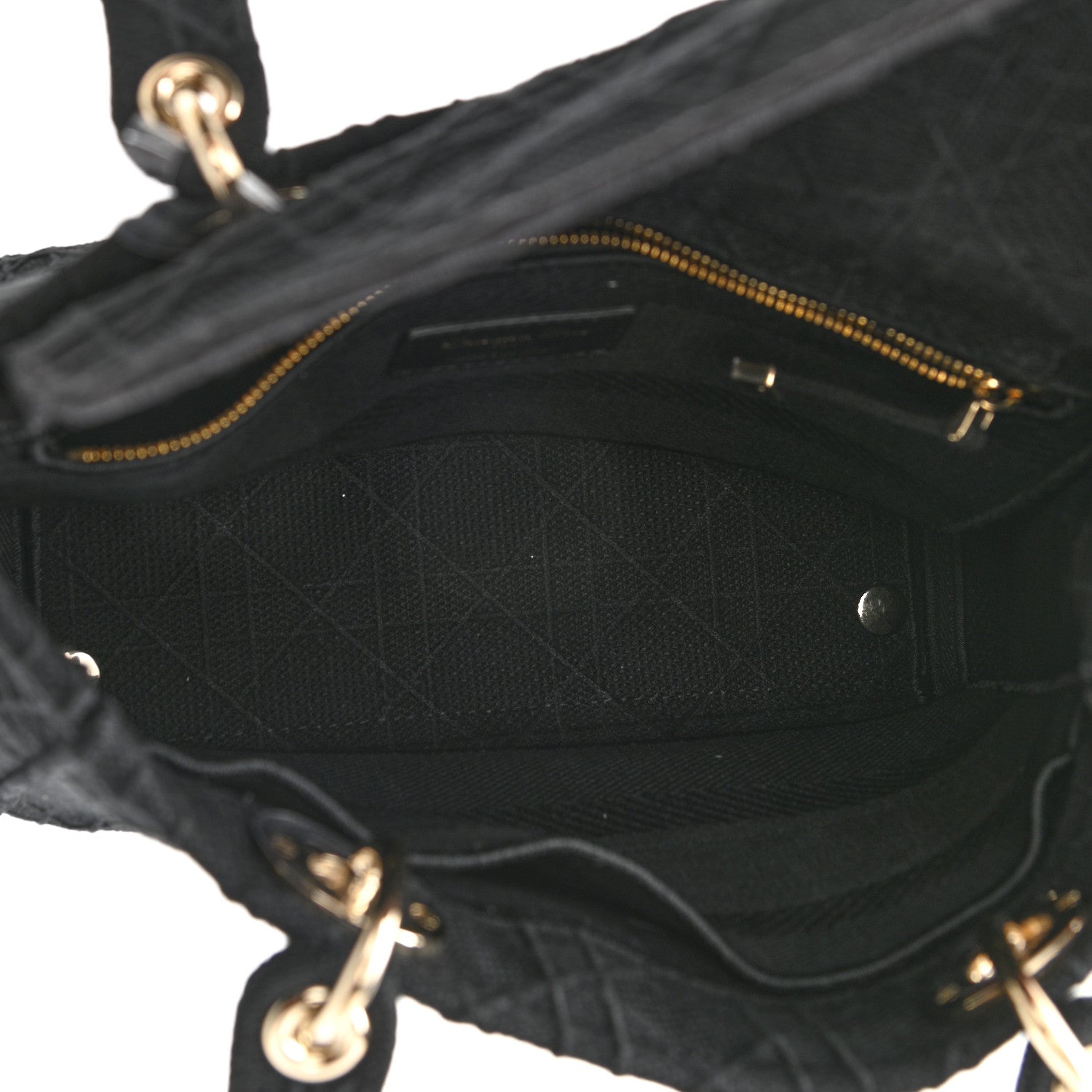 Christian Dior Canvas Embroidered Cannage Medium Lady D-Lite Black 4 of 9