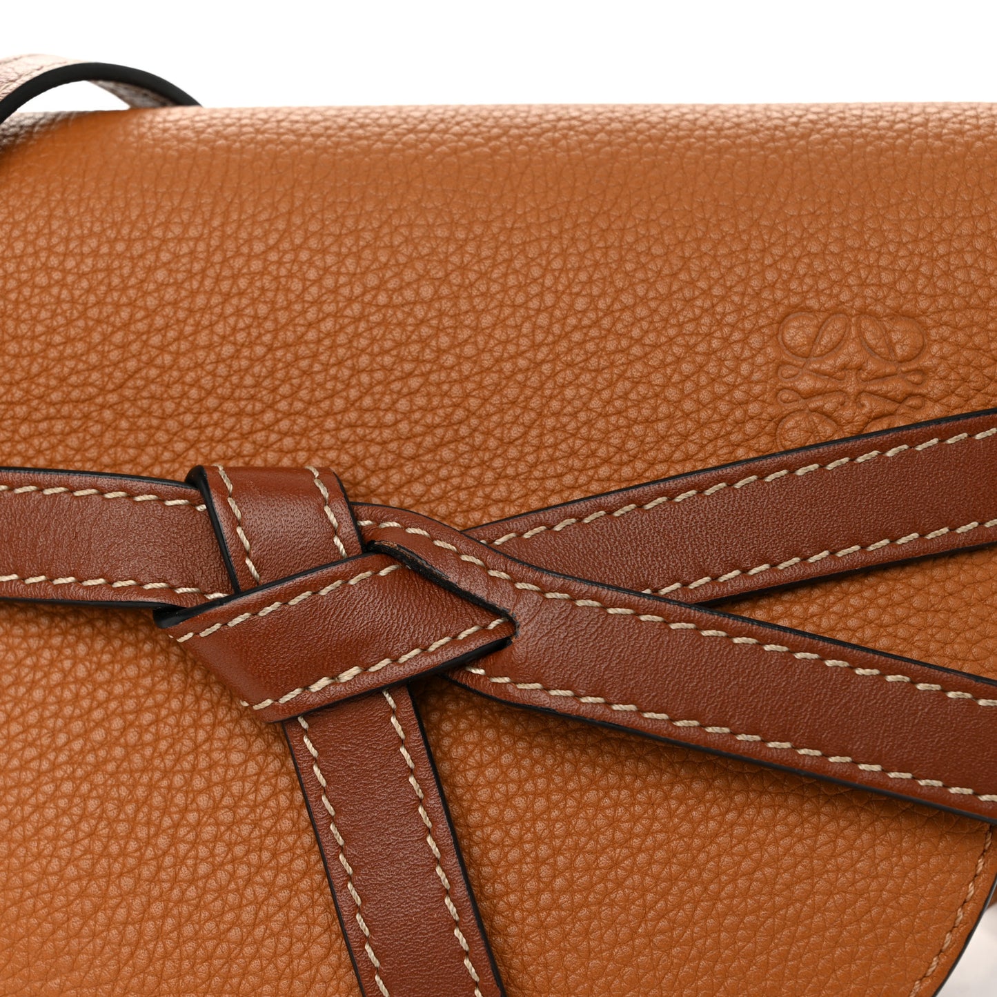 Grained Calfskin Mini Gate Crossbody Bag Caramel Pecan