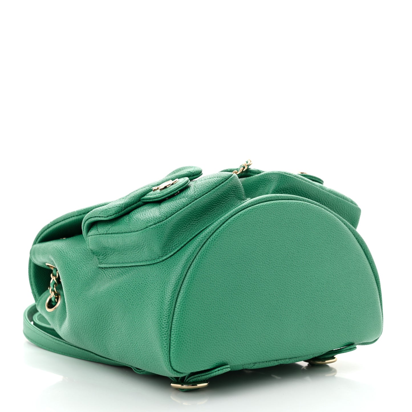 Caviar Quilted Medium Duma Pockets Drawstring Backpack Green