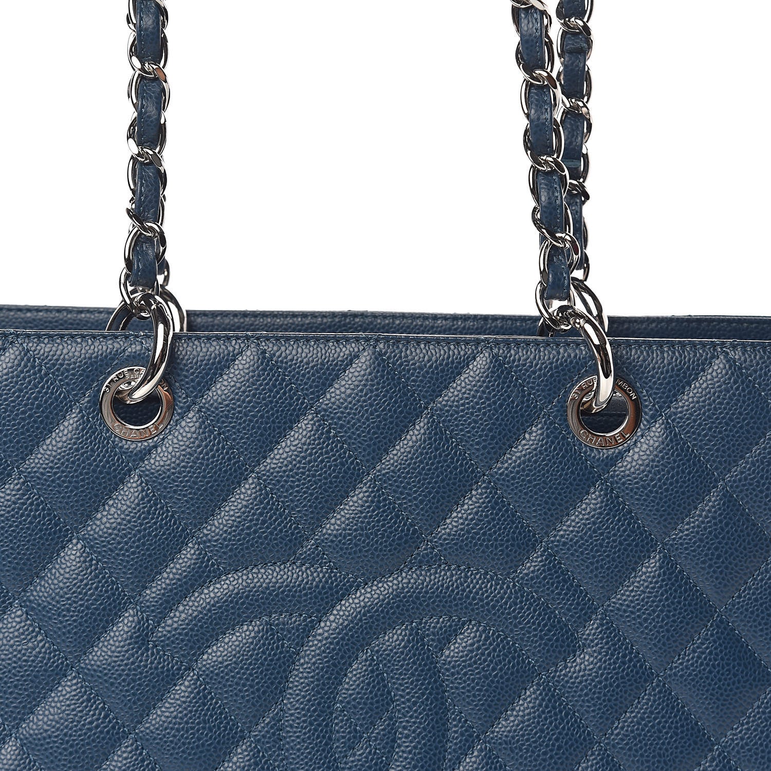 Chanel Caviar Quilted Grand Shopping Tote GST Dark Blue 10 of 11