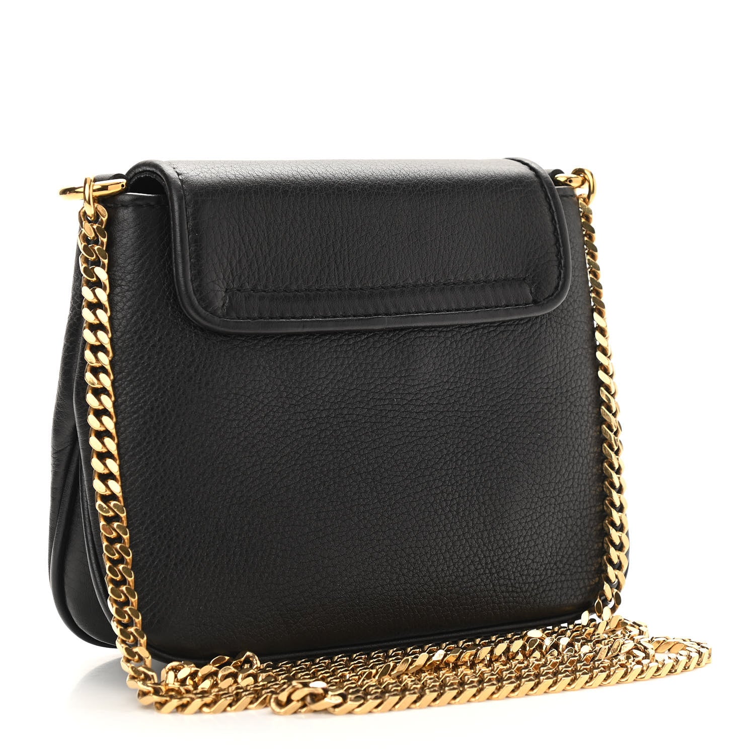 Gucci Pebbled Calfskin Small 1973 Chain Shoulder Bag Black 3 of 12