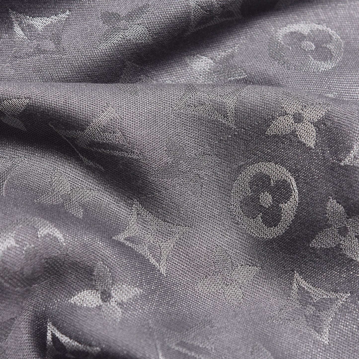 Silk Lurex Wool Monogram Shine Shawl Charcoal Grey