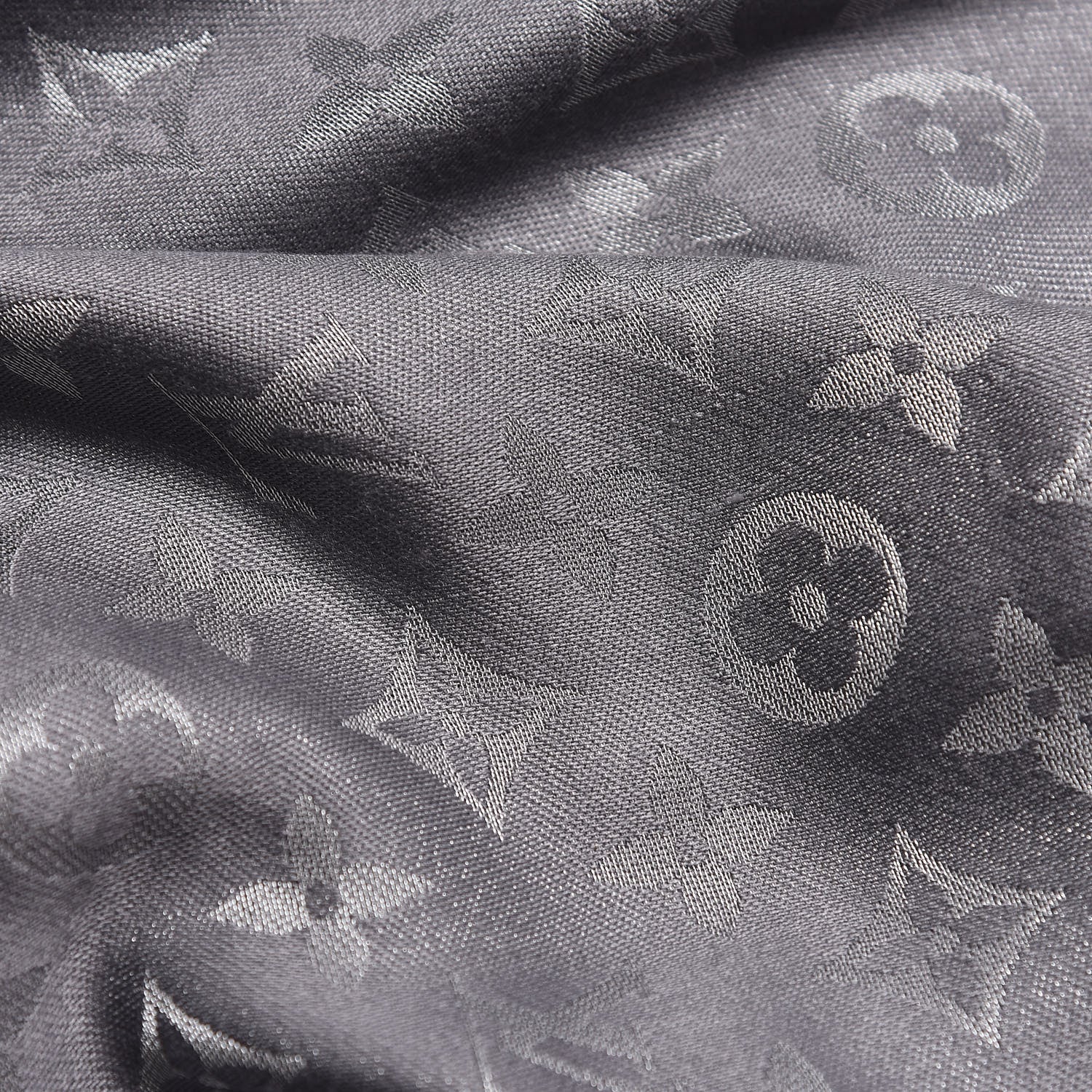 Louis Vuitton Silk Lurex Wool Monogram Shine Shawl Charcoal Grey 4 of 4