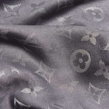 Louis Vuitton Silk Lurex Wool Monogram Shine Shawl Charcoal Grey 4 of 4