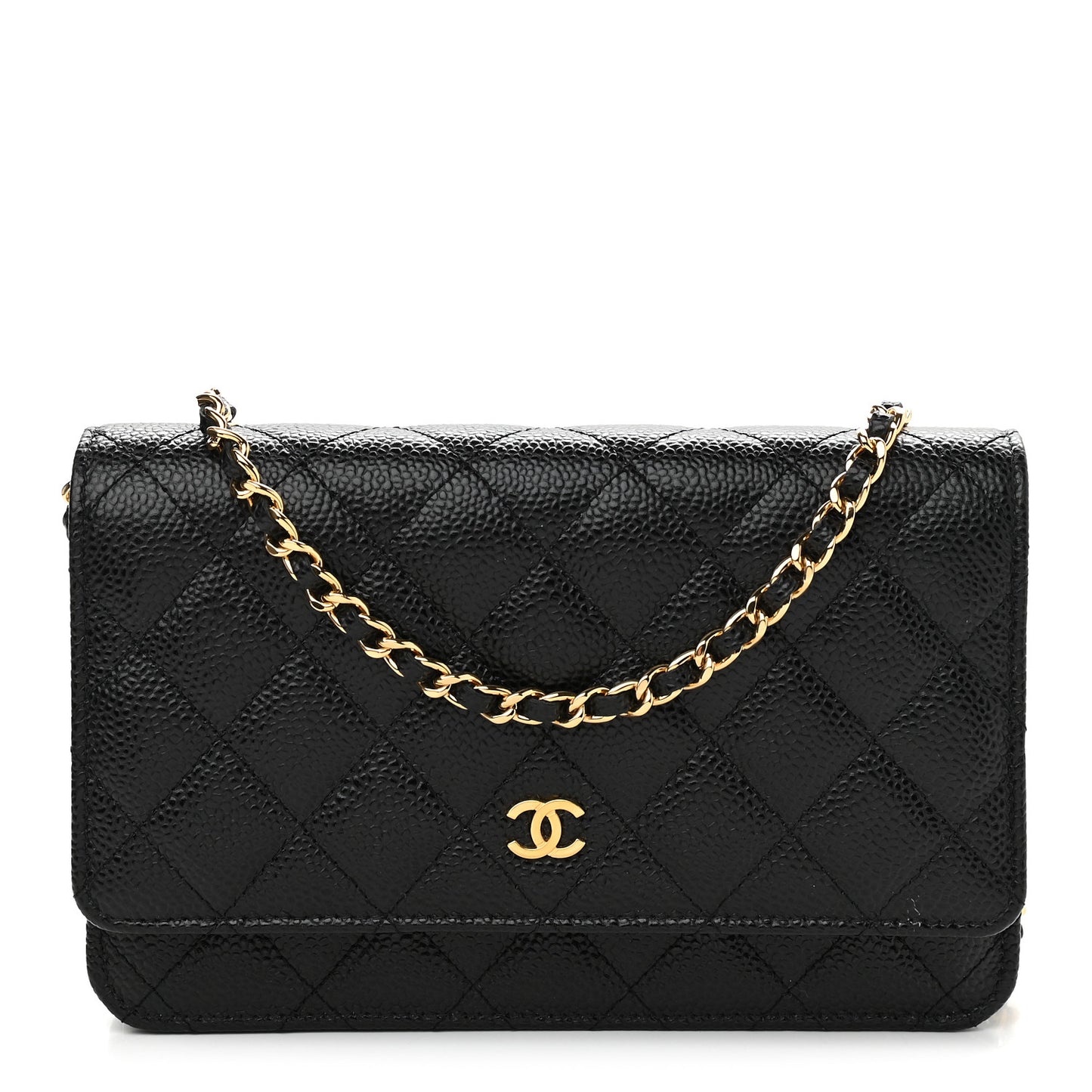 Caviar Quilted Wallet On Chain WOC Black