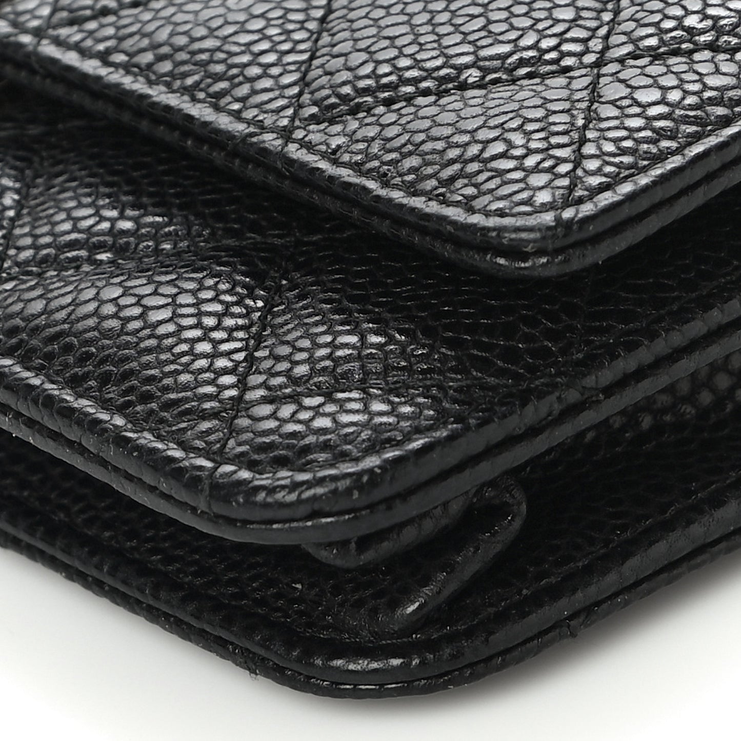 Caviar Quilted Golden Class Wallet On Chain WOC Black