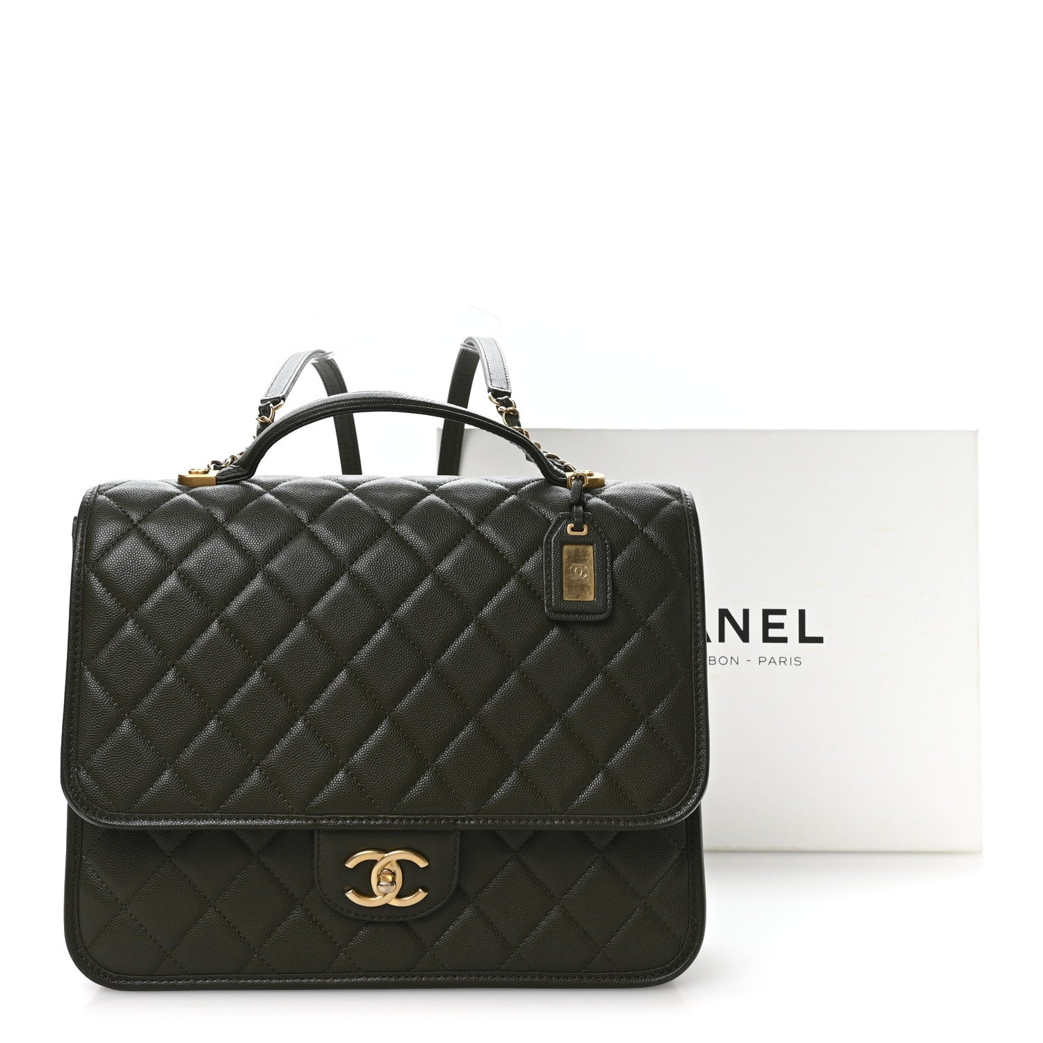 Chanel Caviar Quilted School Memory Backpack Dark Green 11 of 11