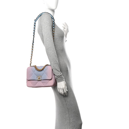Chanel Denim Quilted Medium Chanel 19 Flap Blue Pink 2 of 11