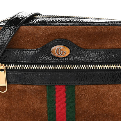 Gucci Suede Patent Web Mini Ophidia Shoulder Bag Nocciola Black 8 of 9