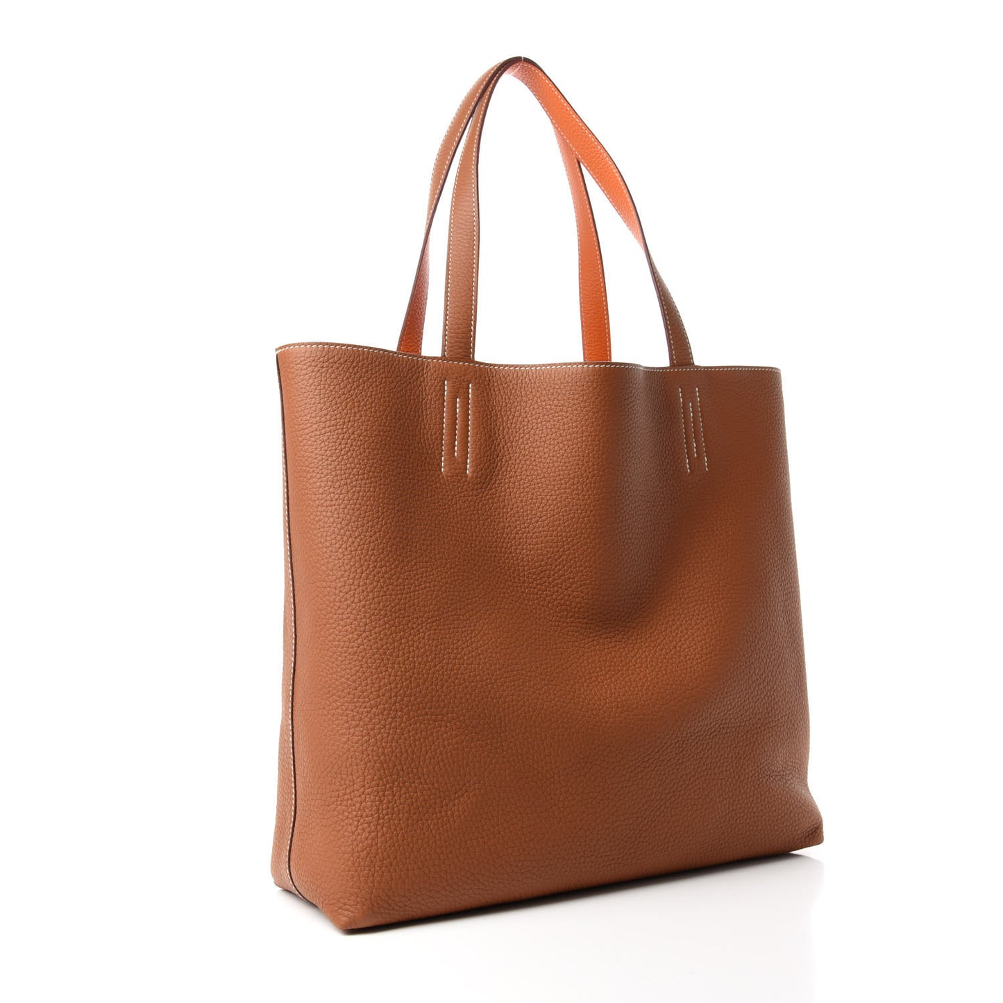 Taurillon Clemence Double Sens 45 Reversible Tote Orange Gold