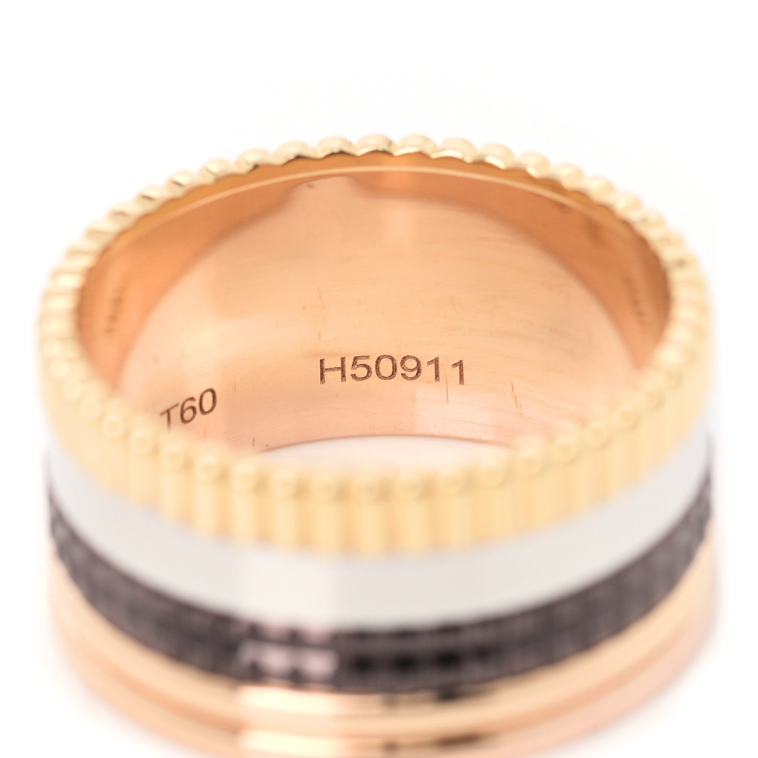 Boucheron 18K Pink Yellow White Gold PVD Large Quatre Classique Ring 60 9 7 of 8