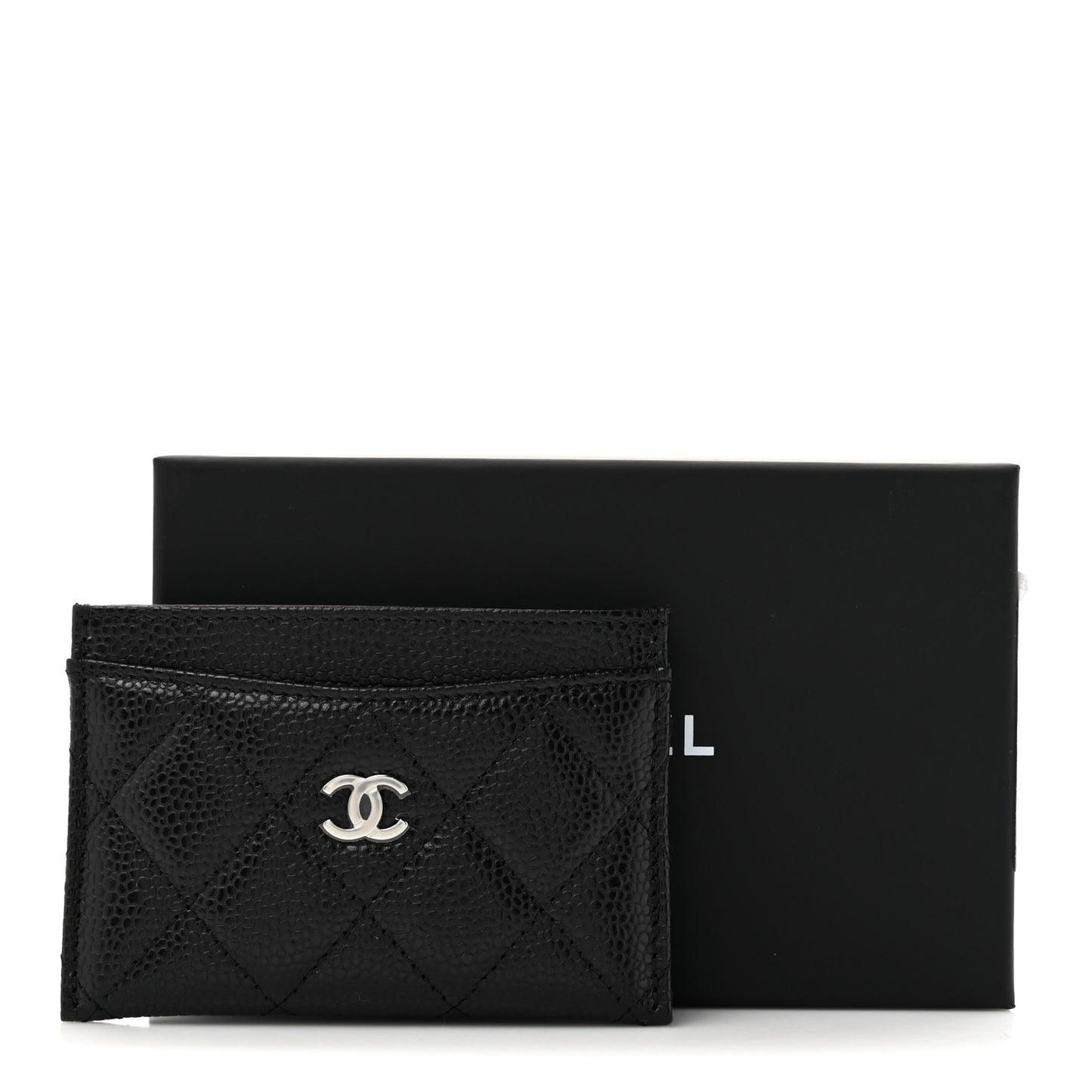 Caviar Quilted Card Holder Black