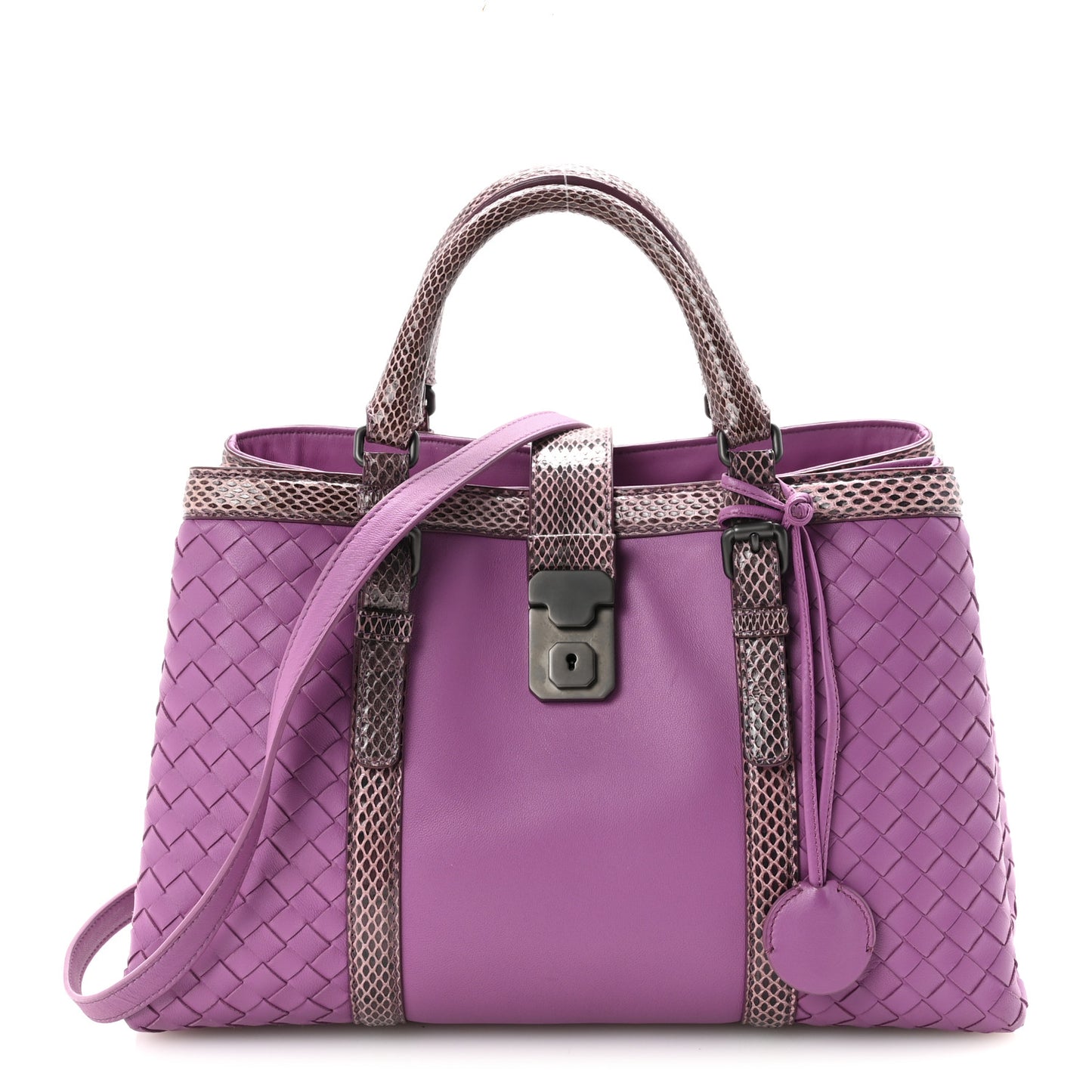 Calfskin Snakeskin Intrecciato Small Roma Ametiste