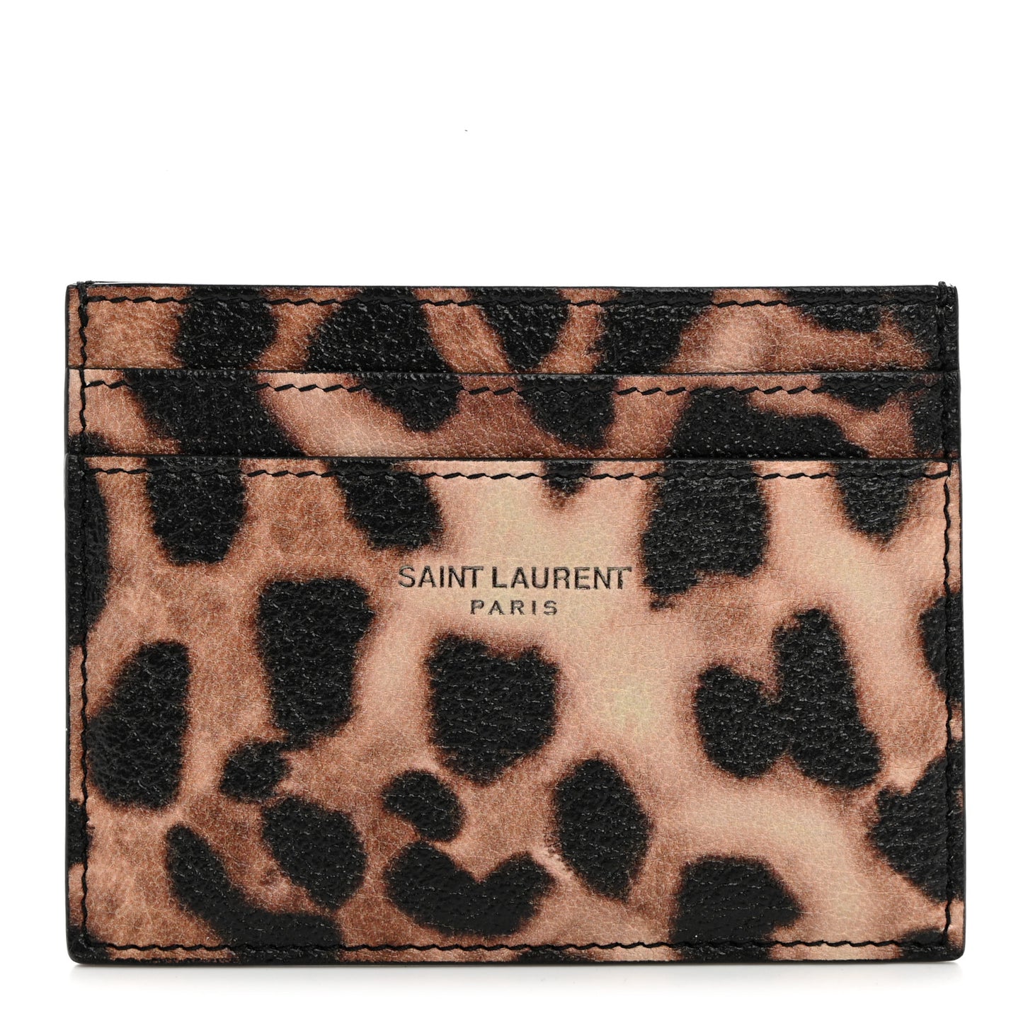 Calfskin Leopard Print Card Case Manto Naturale