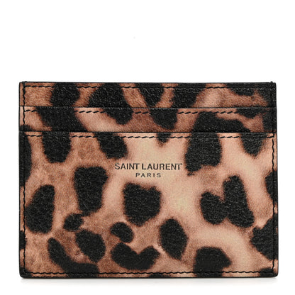 Saint Laurent Calfskin Leopard Print Card Case Manto Naturale 1 of 7